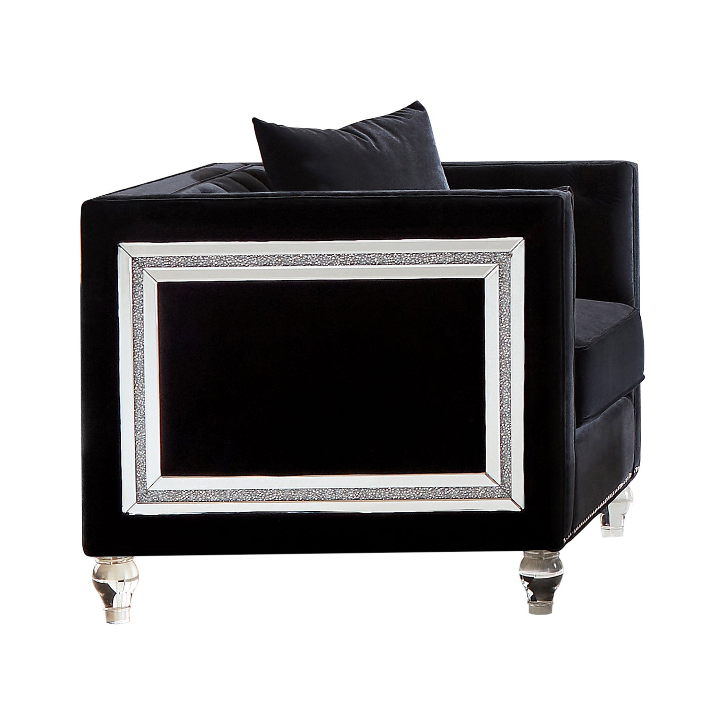 Delilah Upholstered Tufted Tuxedo Arm Chair Black