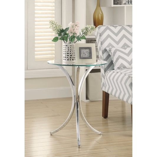 Round Accent Table with Curved Legs Chrome