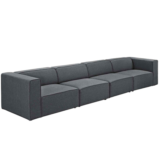Mingle 4 Piece Upholstered Fabric Sectional Sofa Set