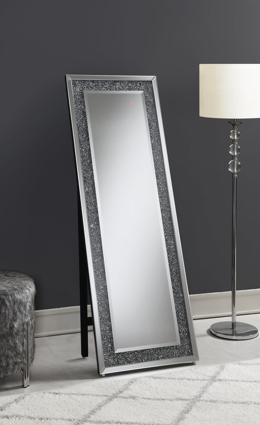 Rectangular Standing Mirror with LED Lighting Silver