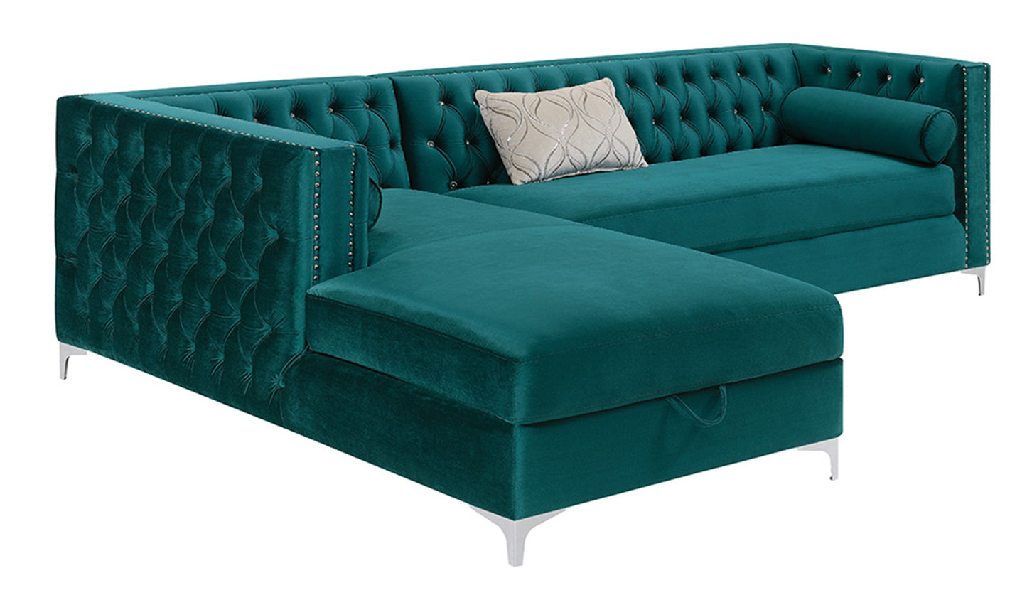 Bellaire Button-tufted Upholstered Sectional Teal