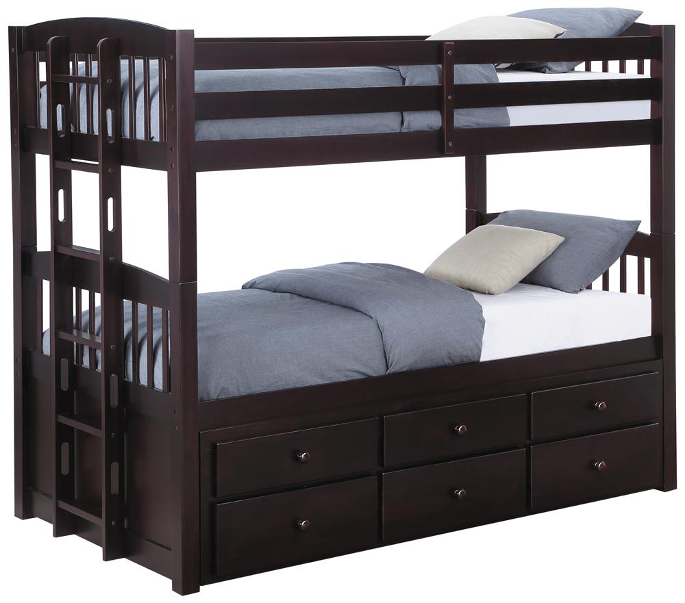 Kensington Twin over Twin Bunk Bed with Trundle Cappuccino