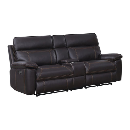 Albany Upholstered Power Reclining Seat and Power Headrest Loveseat with Console