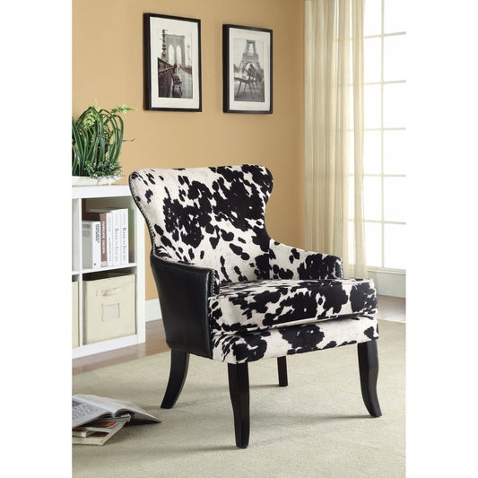 Cowhide Print Accent Chair Black and White