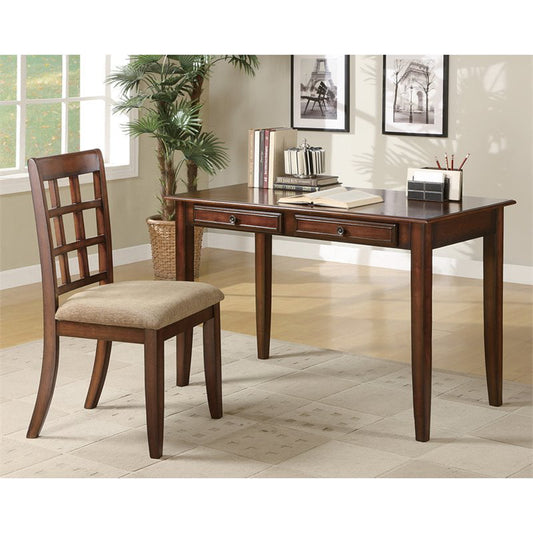 Newton 2-piece Writing Desk Set Chestnut and Tan