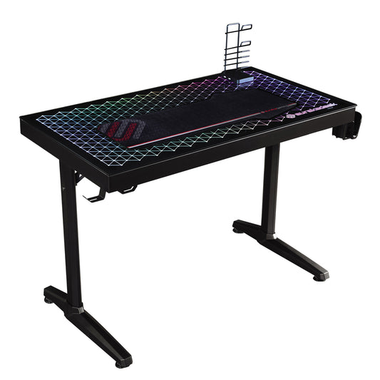 Avoca Tempered Glass Top Gaming Desk Black