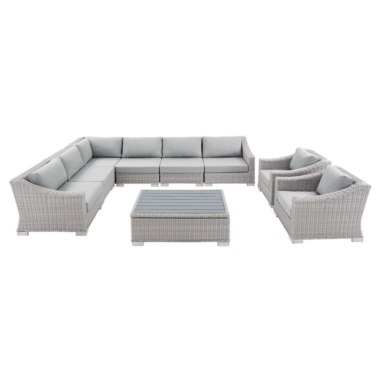 Conway Sunbrella® Outdoor Patio Wicker Rattan 9-Piece Sectional Sofa Set