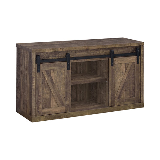 48-inch 3-shelf Sliding Doors TV Console Rustic Oak