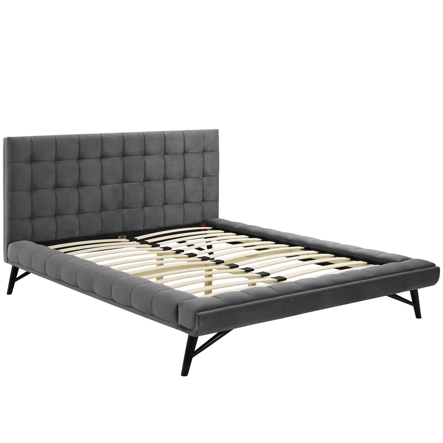 Julia Queen Biscuit Tufted Performance Velvet Platform Bed