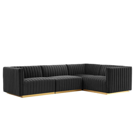 Conjure Channel Tufted Performance Velvet 4-Piece Sectional