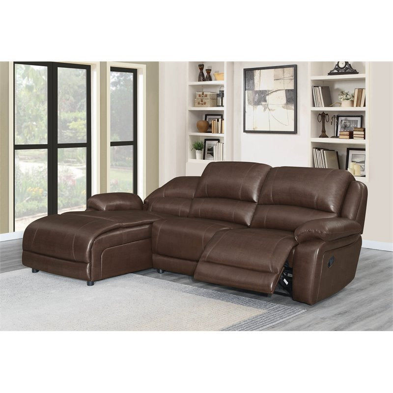 Mackenzie 3-piece Upholstered Tufted Motion Sectional Chestnut