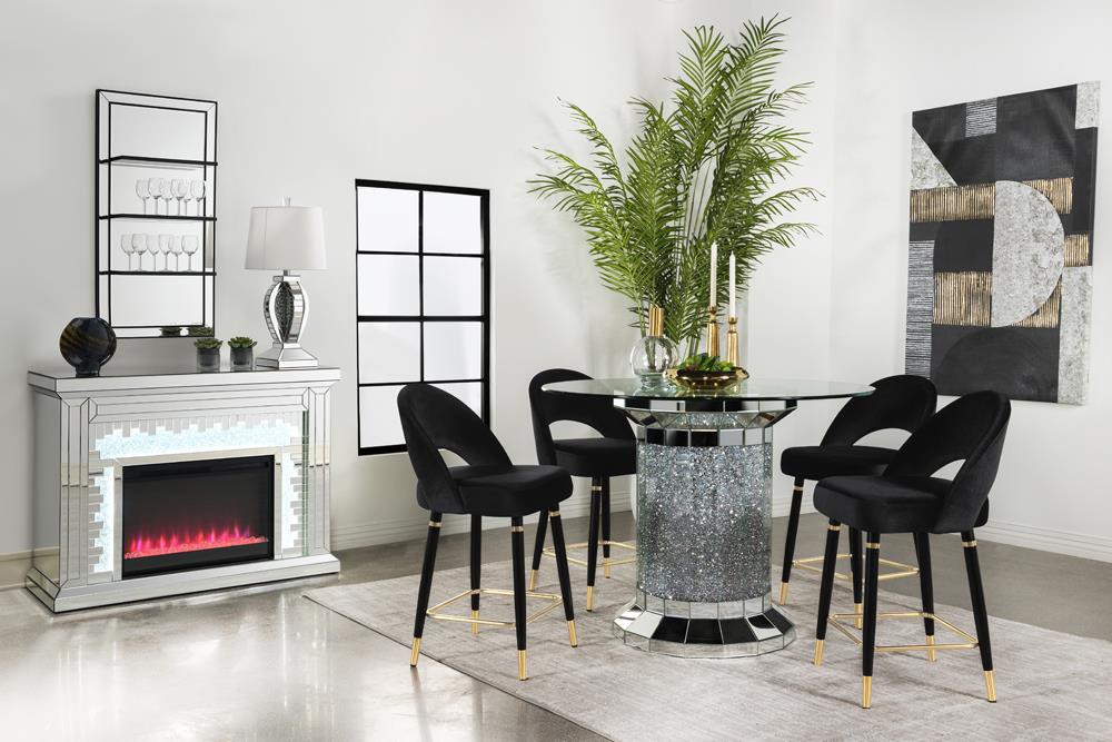 Ellie 5-piece Pedestal Counter Height Dining Room Set Mirror and Black