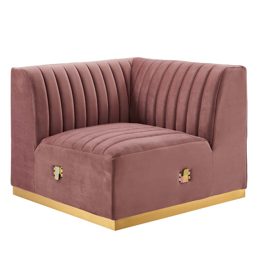 Conjure Channel Tufted Performance Velvet Left Corner Chair