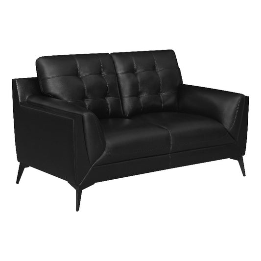 Moira Upholstered Tufted Loveseat with Track Arms Black