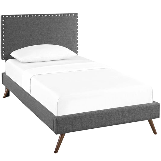 Macie Twin Fabric Platform Bed with Round Splayed Legs