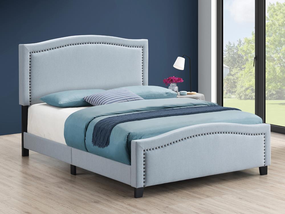 Hamden Full Upholstered Panel Bed Delft Blue