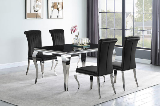 Carone 5-piece Dining Room Set Black and Chrome