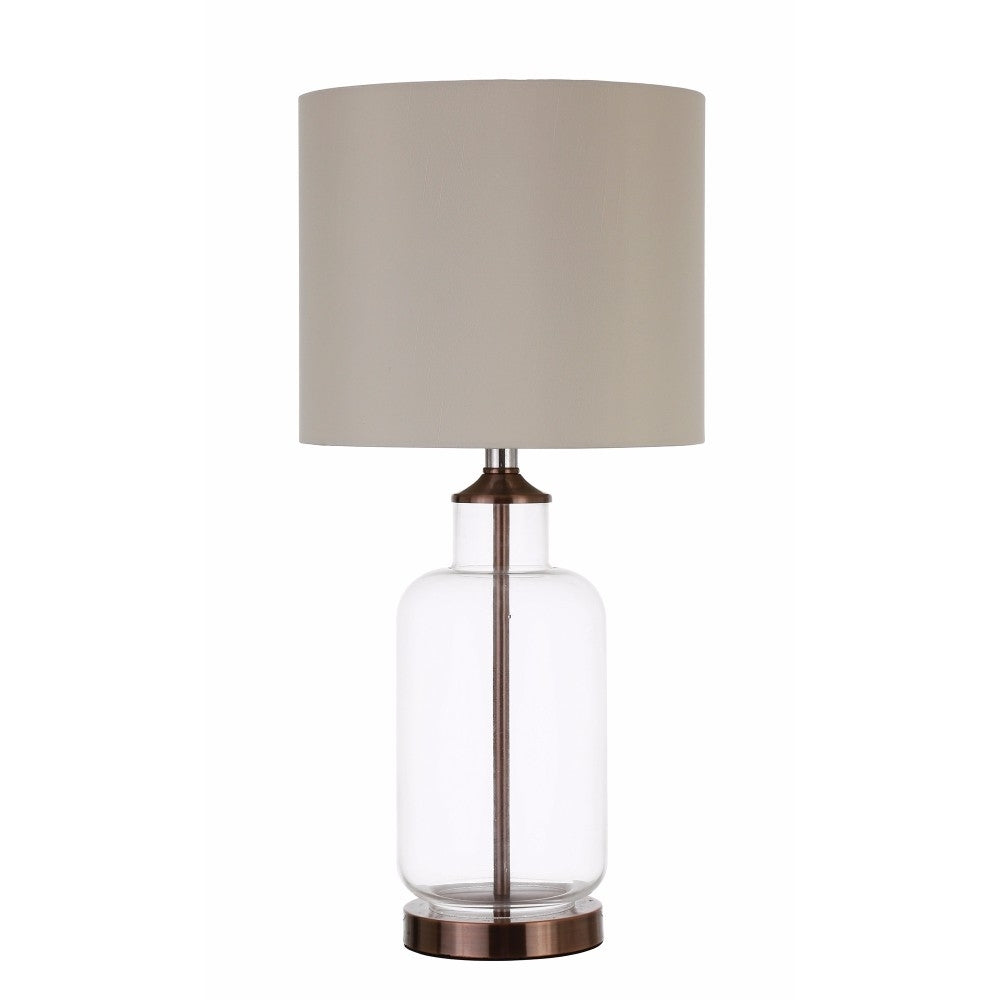 Drum Shade Table Lamp Creamy Beige and Clear