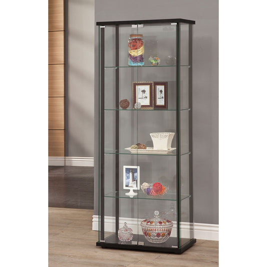 5-shelf Glass Curio Cabinet Black and Clear