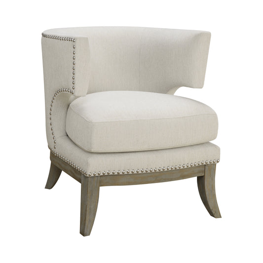 Barrel Back Accent Chair White and Weathered Grey