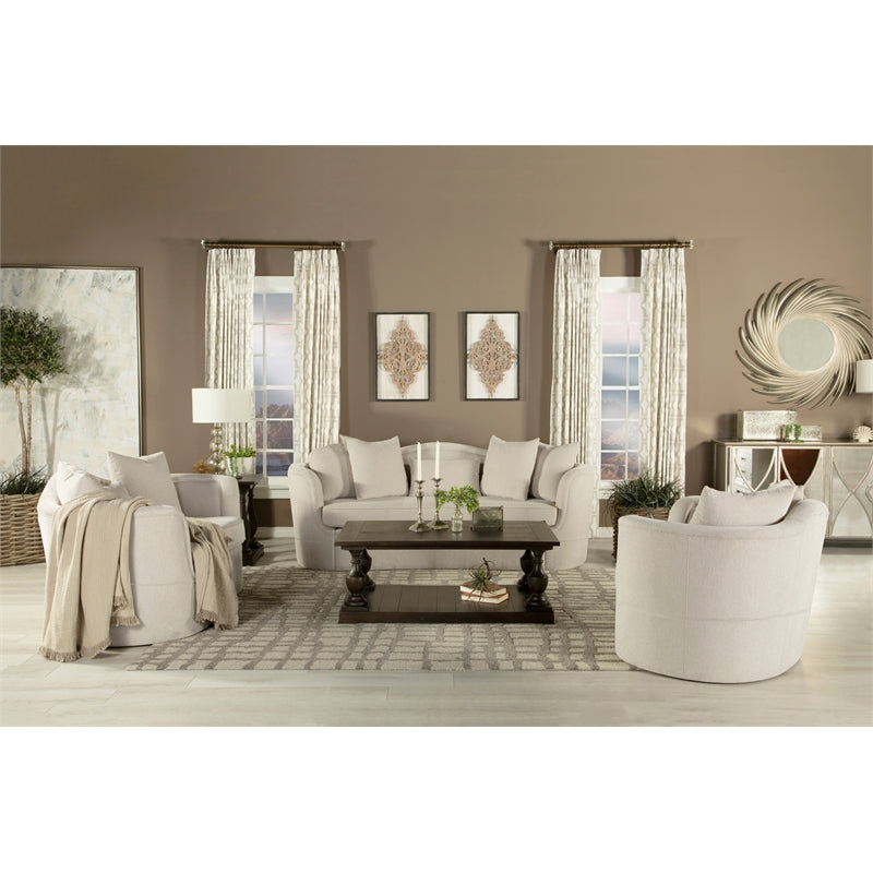 Kamilah 3-piece Upholstered Living Room Set with Camel Back Beige