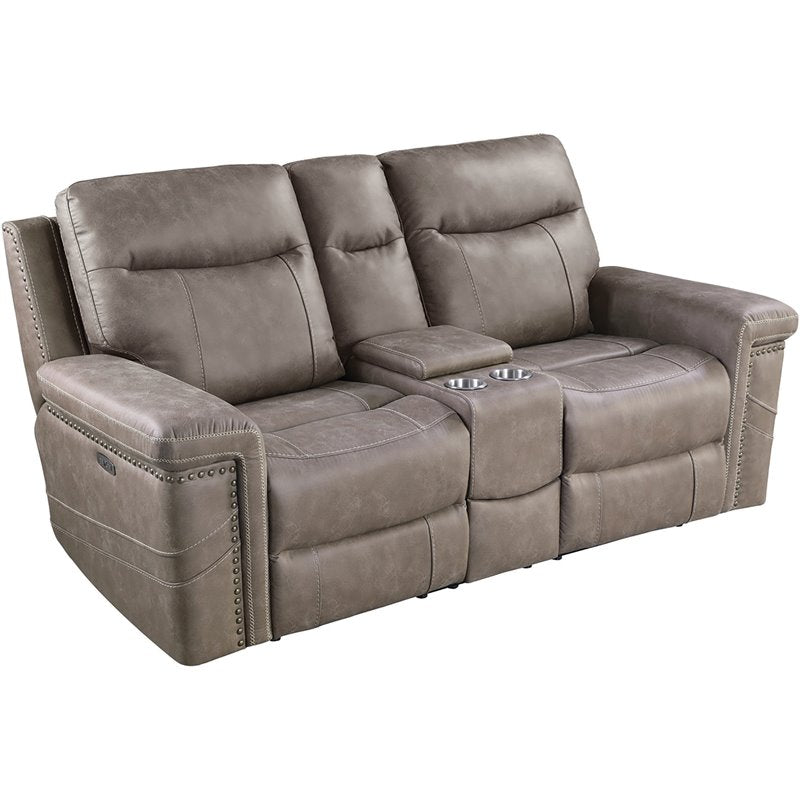 Wixom 1-drawer Power^2 Loveseat with Console Taupe