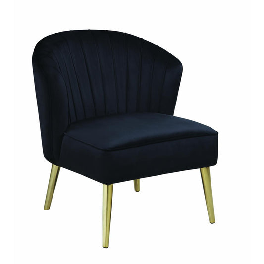 Upholstered Accent Chair with Tapered Legs Black