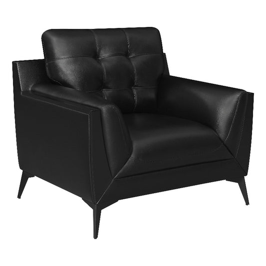 Moira Upholstered Tufted Chair with Track Arms Black