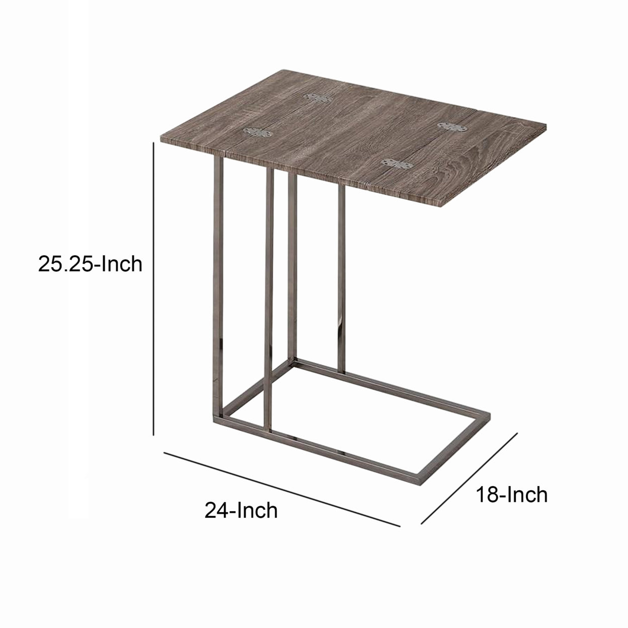 Expandable Top Accent Table Weathered Grey and Black