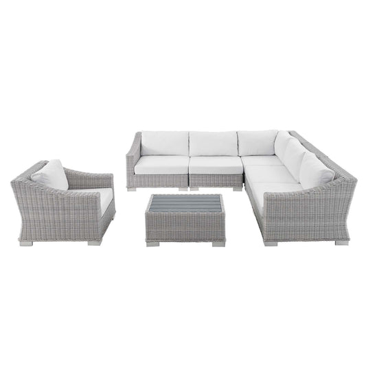 Conway Sunbrella® Outdoor Patio Wicker Rattan 7-Piece Sectional Sofa Set