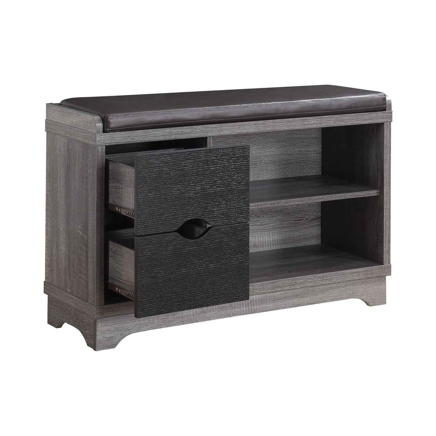 2-drawer Storage Bench Medium Brown and Black