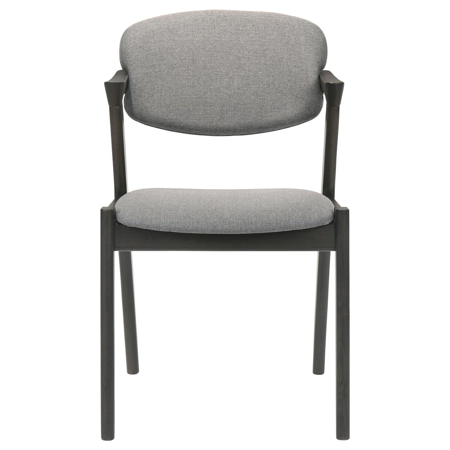 Stevie Upholstered Side Chairs (Set of 2) with Demi Arm Brown Grey and Black