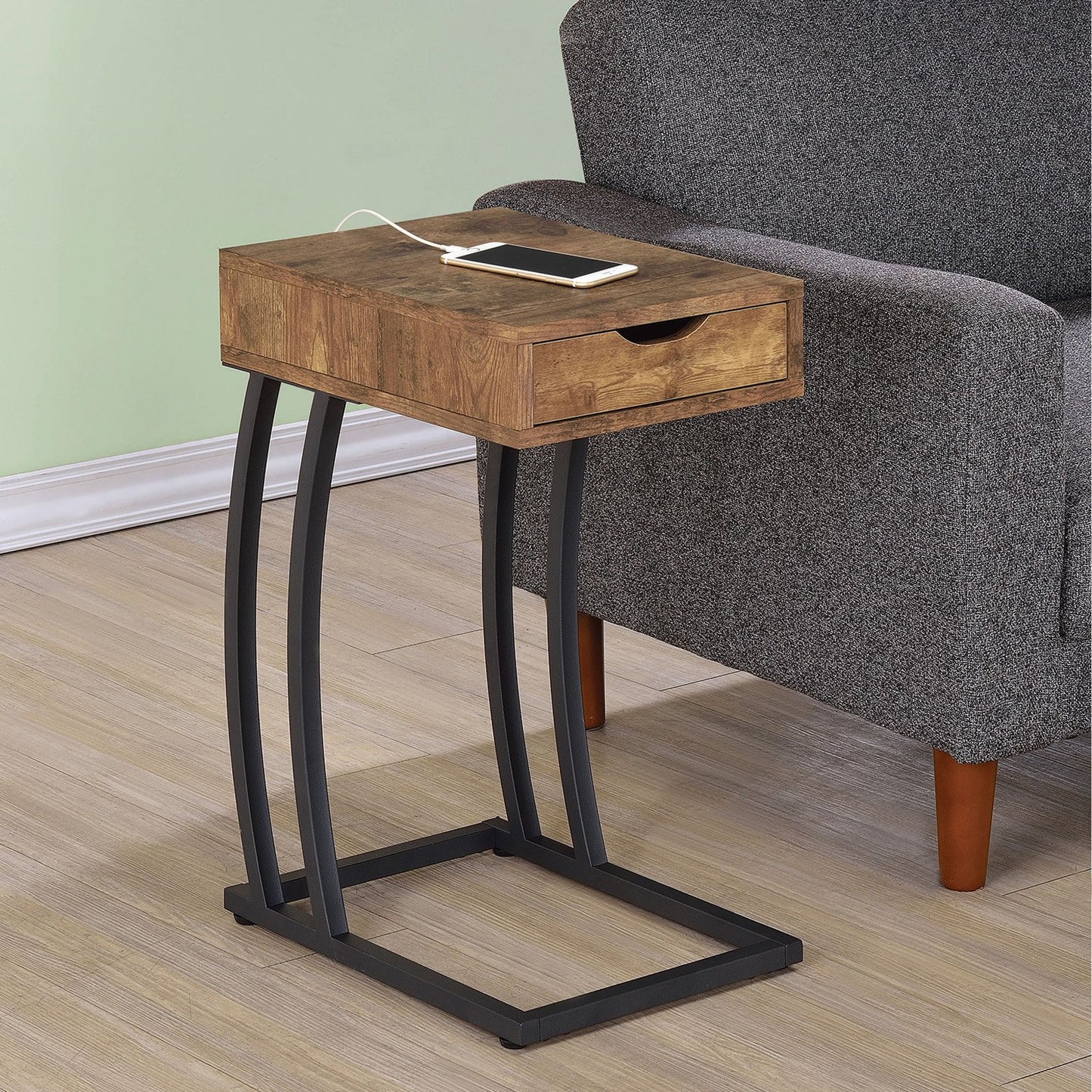 Accent Table with Power Outlet Antique Nutmeg
