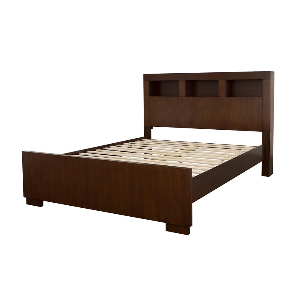 Jessica Queen Bed with Storage Headboard Cappuccino