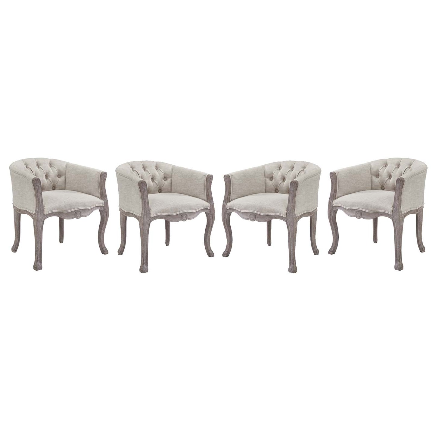 Crown Dining Armchair Upholstered Fabric Set of 4