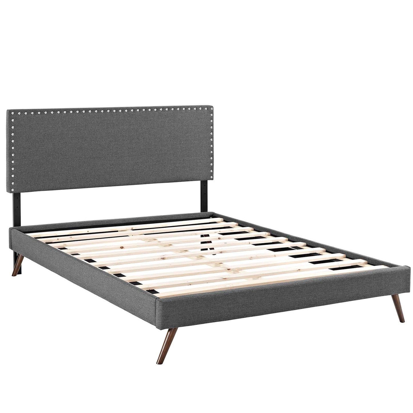 Macie Queen Fabric Platform Bed with Round Splayed Legs