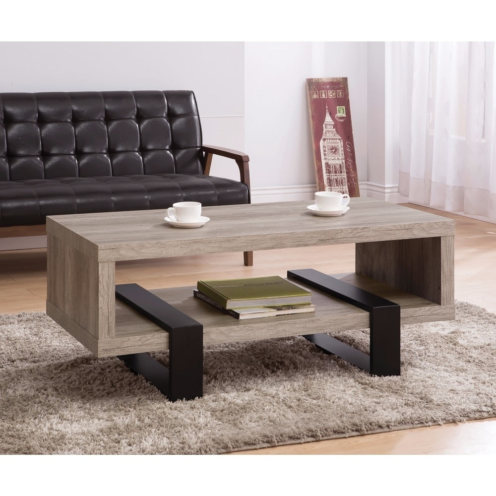 Coffee Table with Shelf Grey Driftwood