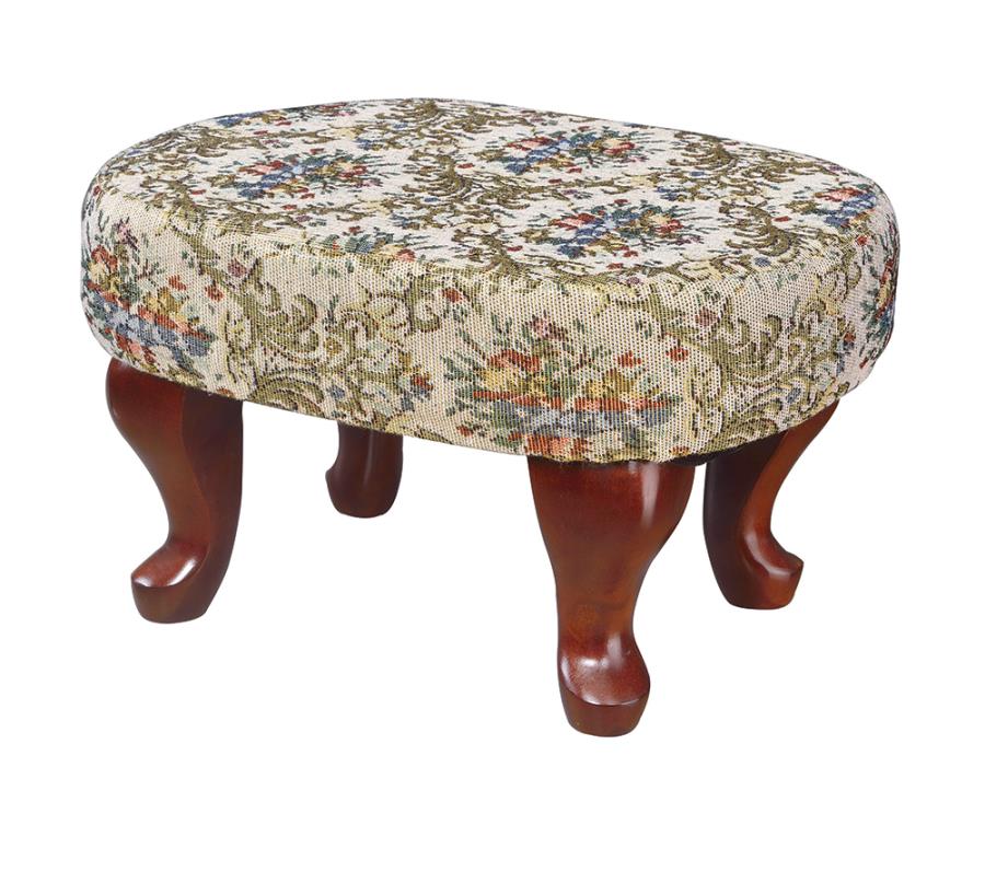 Upholstered Foot Stool Beige and Green