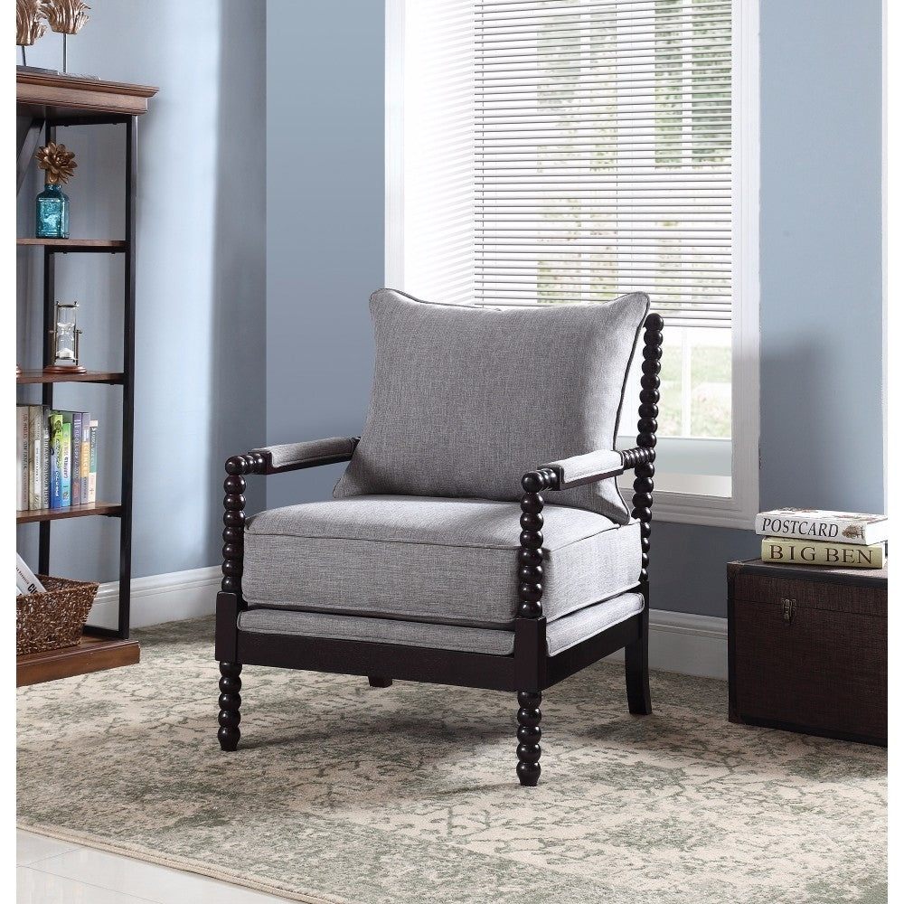 Cushion Back Accent Chair Grey and Black