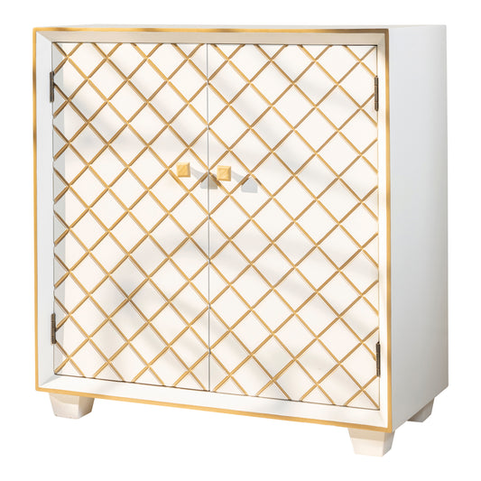 2-door Accent Cabinet White and Gold