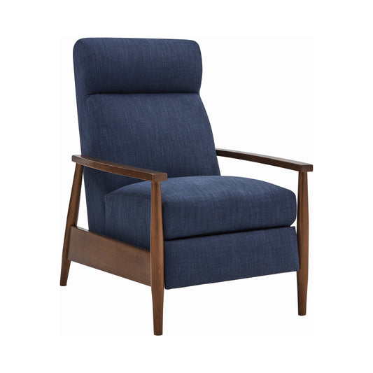 Upholstered Push-Back Recliner Navy Blue