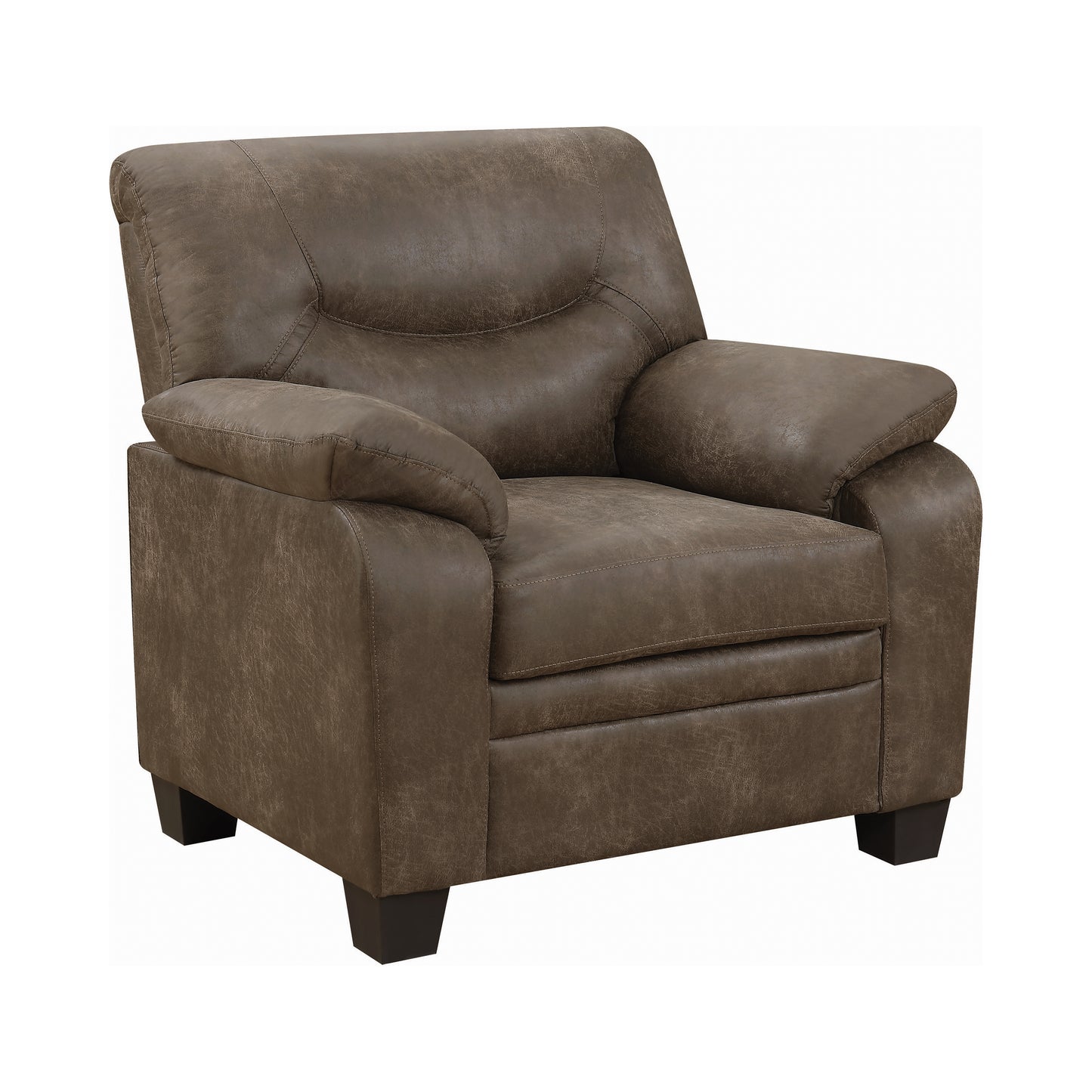 Meagan Upholstered Chair Brown with Pillow Top Arms