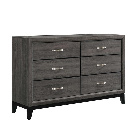 Watson 6-drawer Dresser Grey Oak and Black