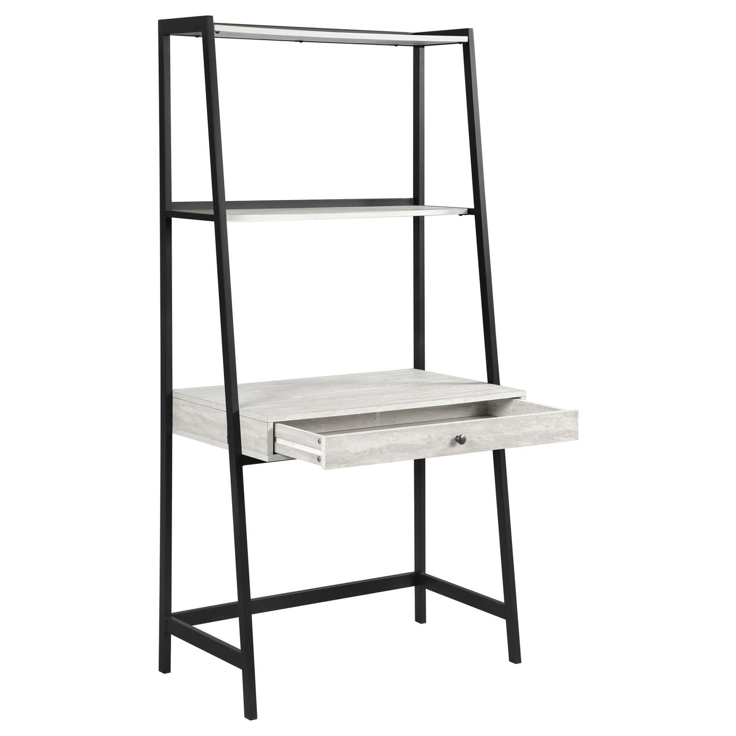 Pinckard 3-piece Ladder Desk Set Grey Stone Herringbone and Black