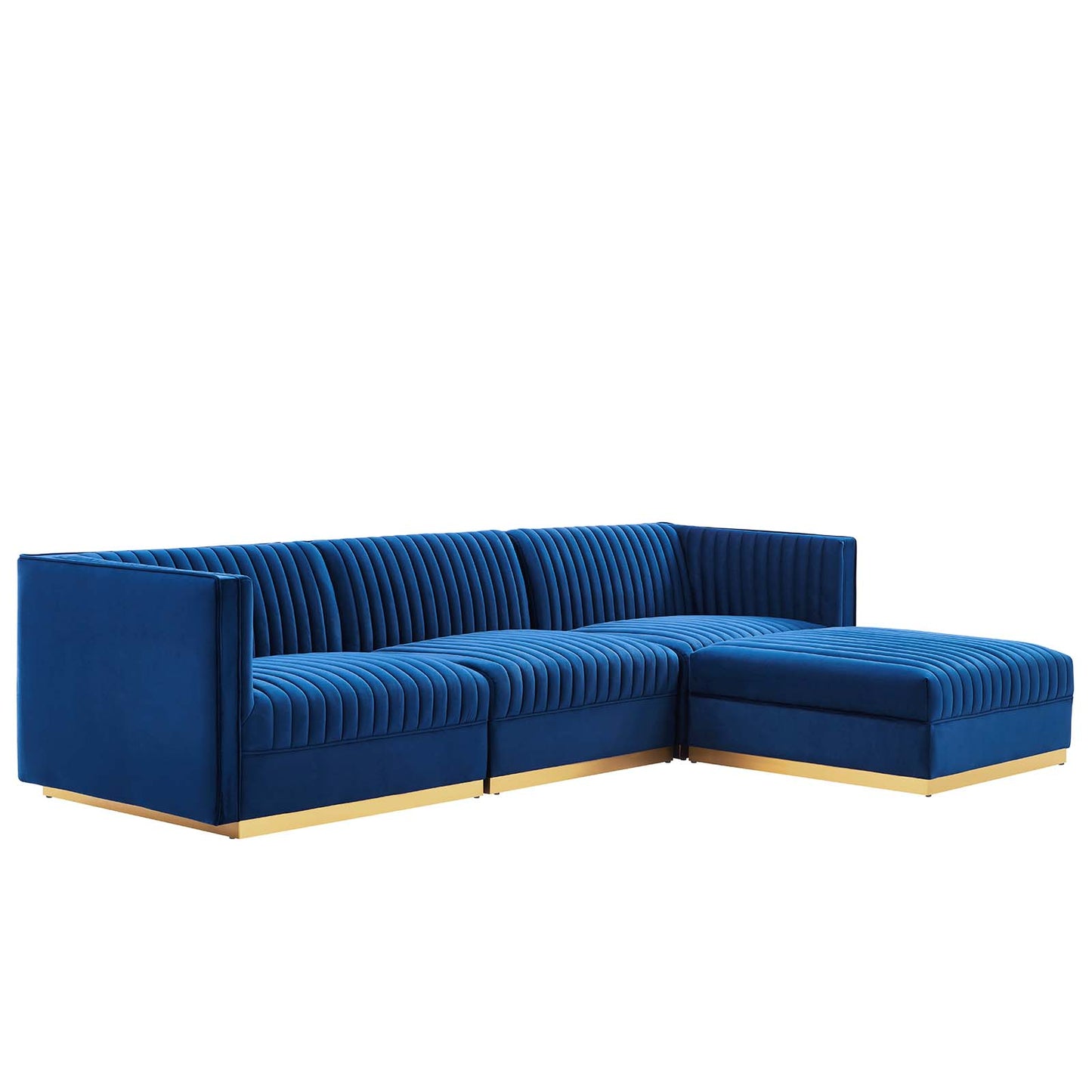 Sanguine Channel Tufted Performance Velvet 4-Piece Modular Sectional Sofa