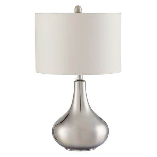 Drum Shade Table Lamp Chrome and White