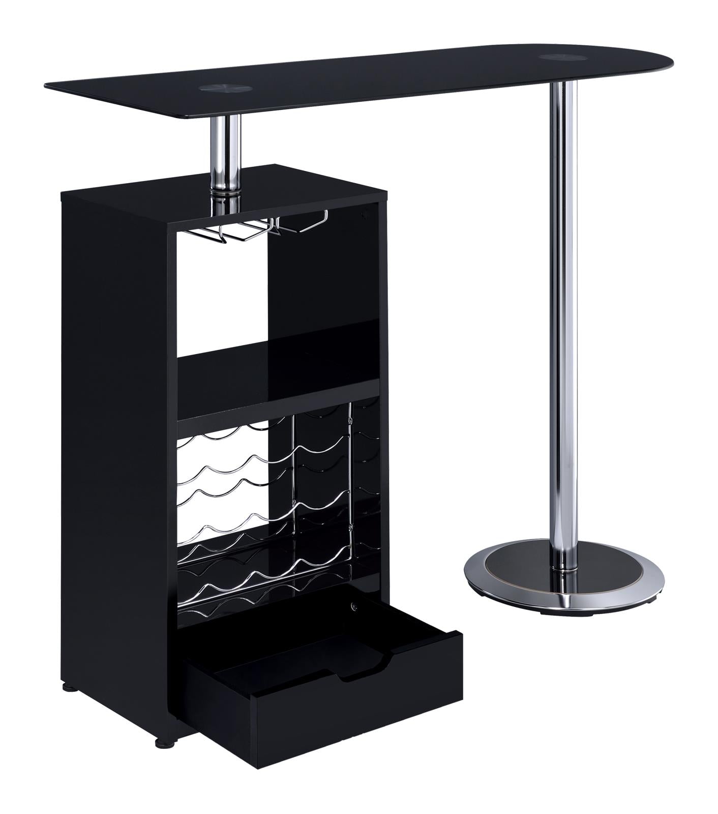 Koufax 1-drawer Bar Table Glossy Black