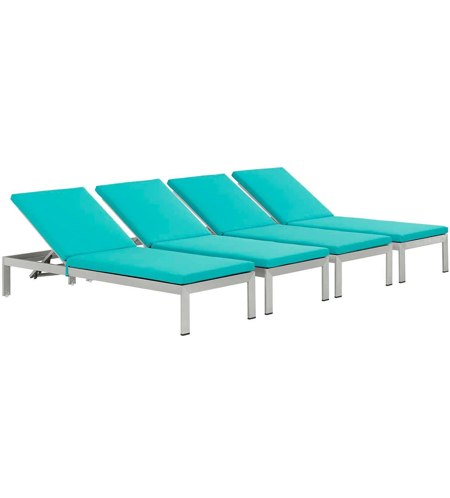 Shore Chaise with Cushions Outdoor Patio Aluminum Set of 4