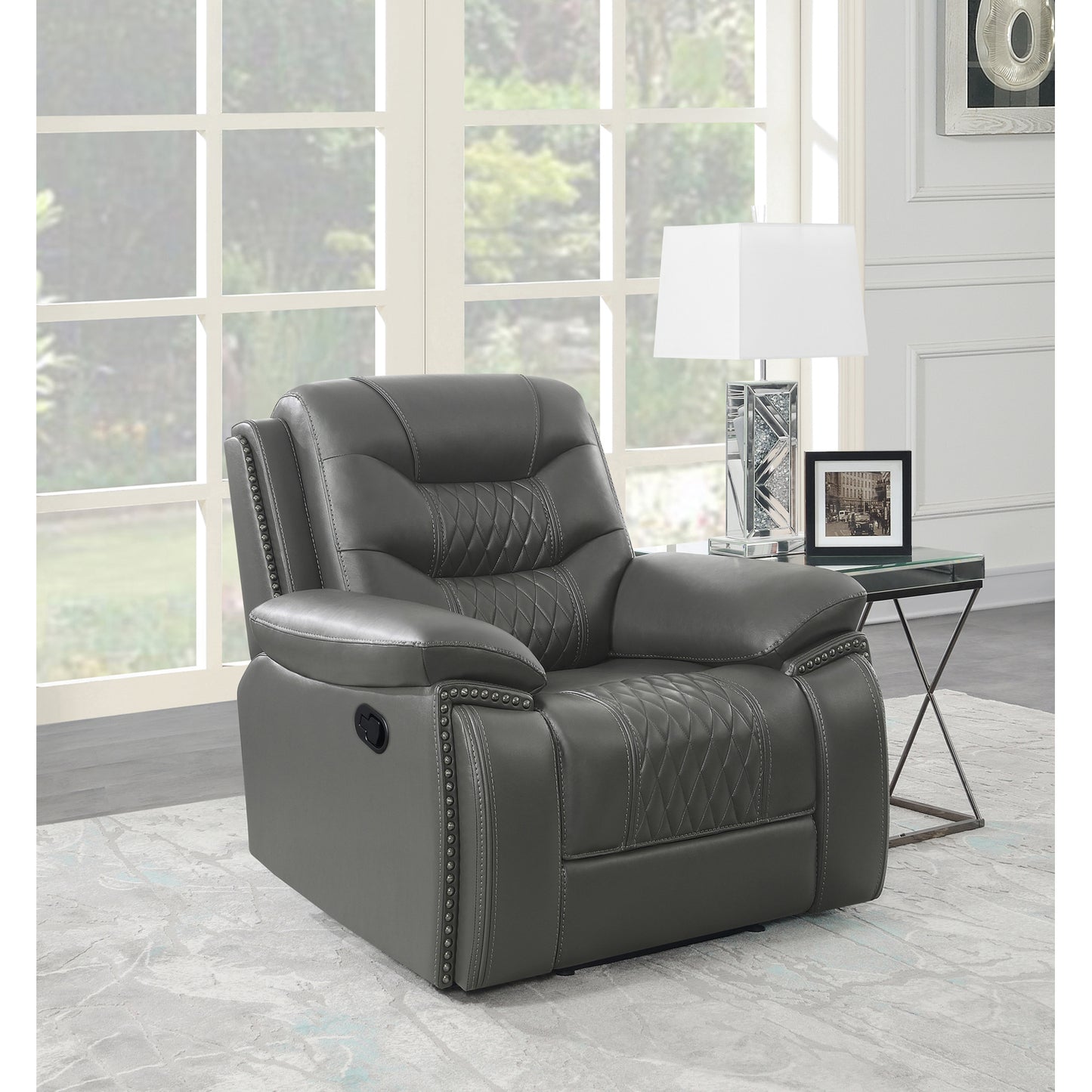Flamenco Tufted Upholstered Recliner Charcoal
