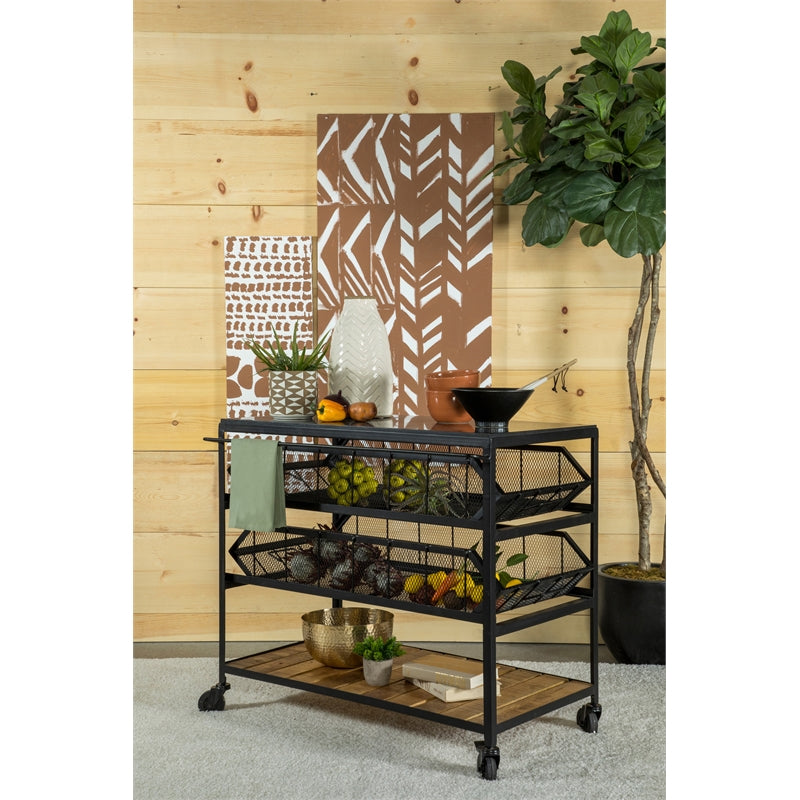 Accent Storage Cart with Casters Natural and Black